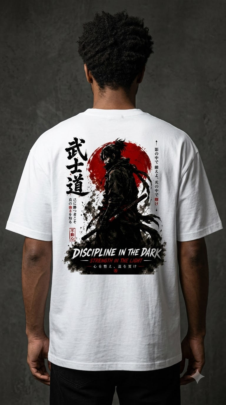 "Discipline in the Dark" Samurai Anime Oversized Tee