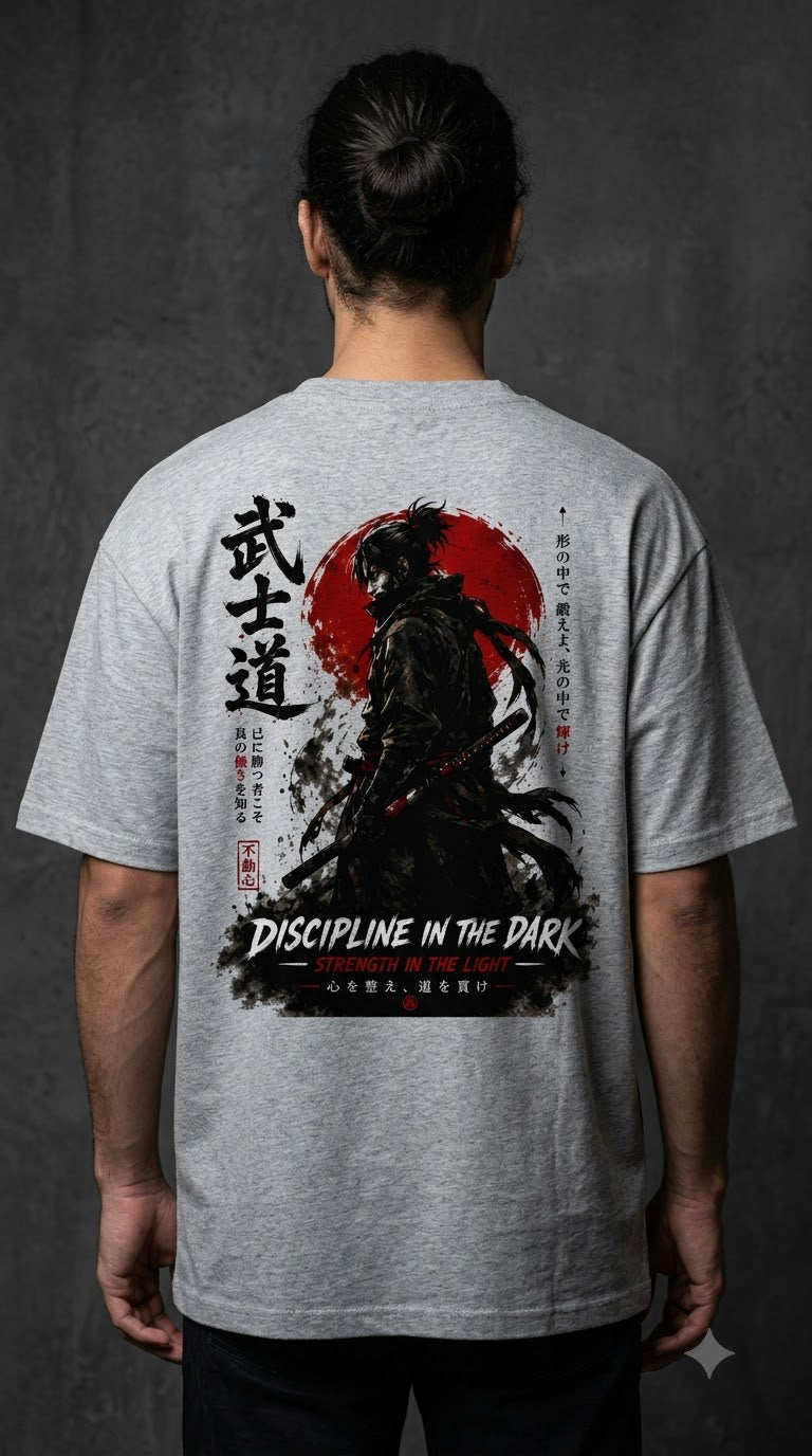 "Discipline in the Dark" Samurai Anime Oversized Tee