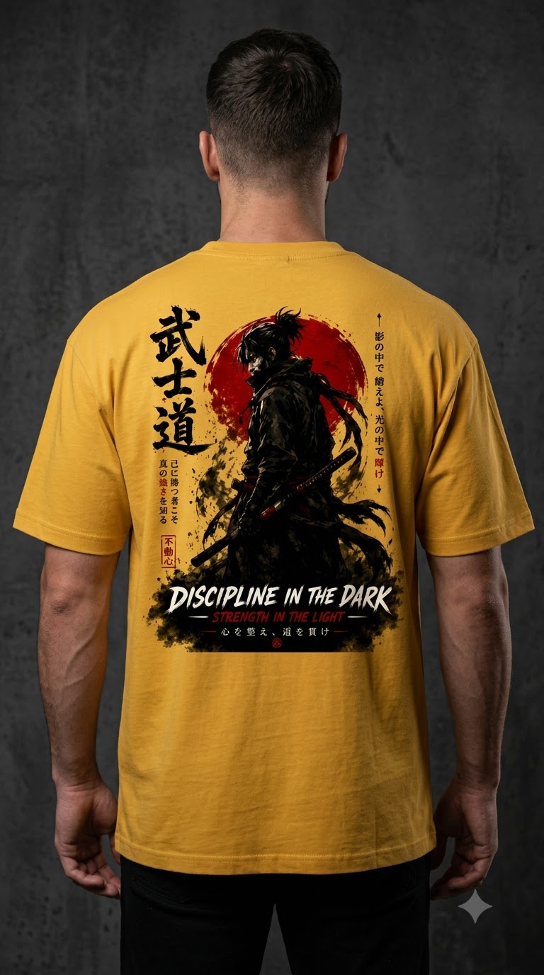 "Discipline in the Dark" Samurai Anime Oversized Tee