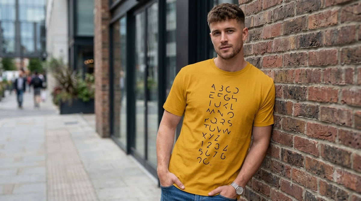 Abstract Alphabet & Numbers Printed Cotton Crew Tee by AuraReiment