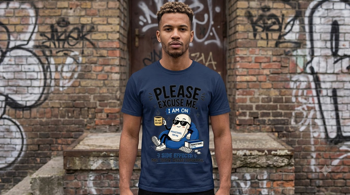 "Please Excuse Me" Paracetamol Graphic Unisex Oversized Tee by AuraReiment