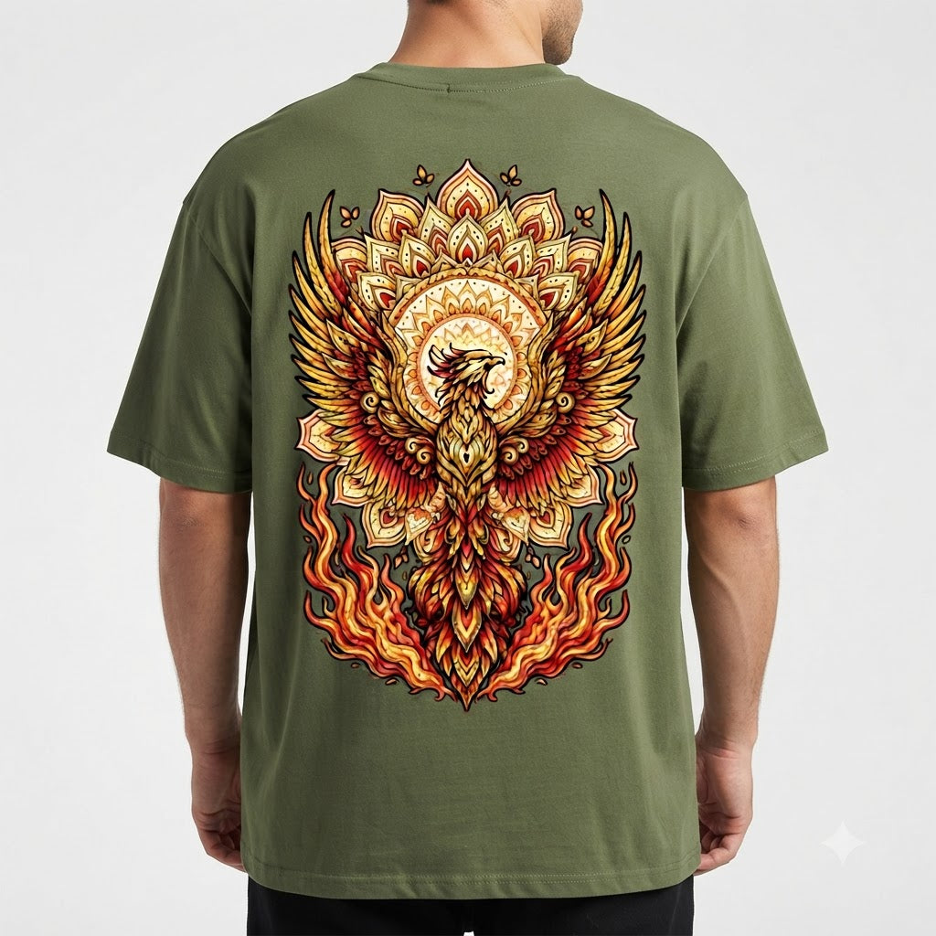 "Phoenix Flame" Oversized Graphic Tee by AuraReiment