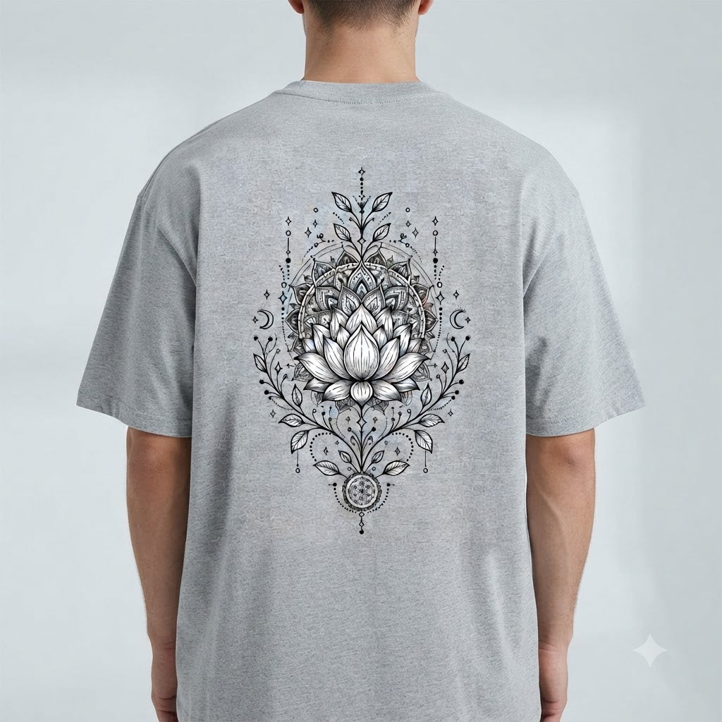 "Lotus Compass" Mindful Oversized Graphic Tee