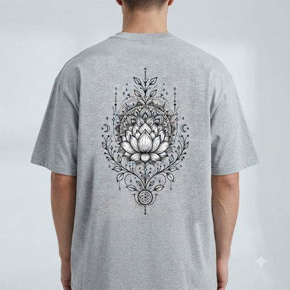 "Lotus Compass" Mindful Oversized Graphic Tee by AuraReiment