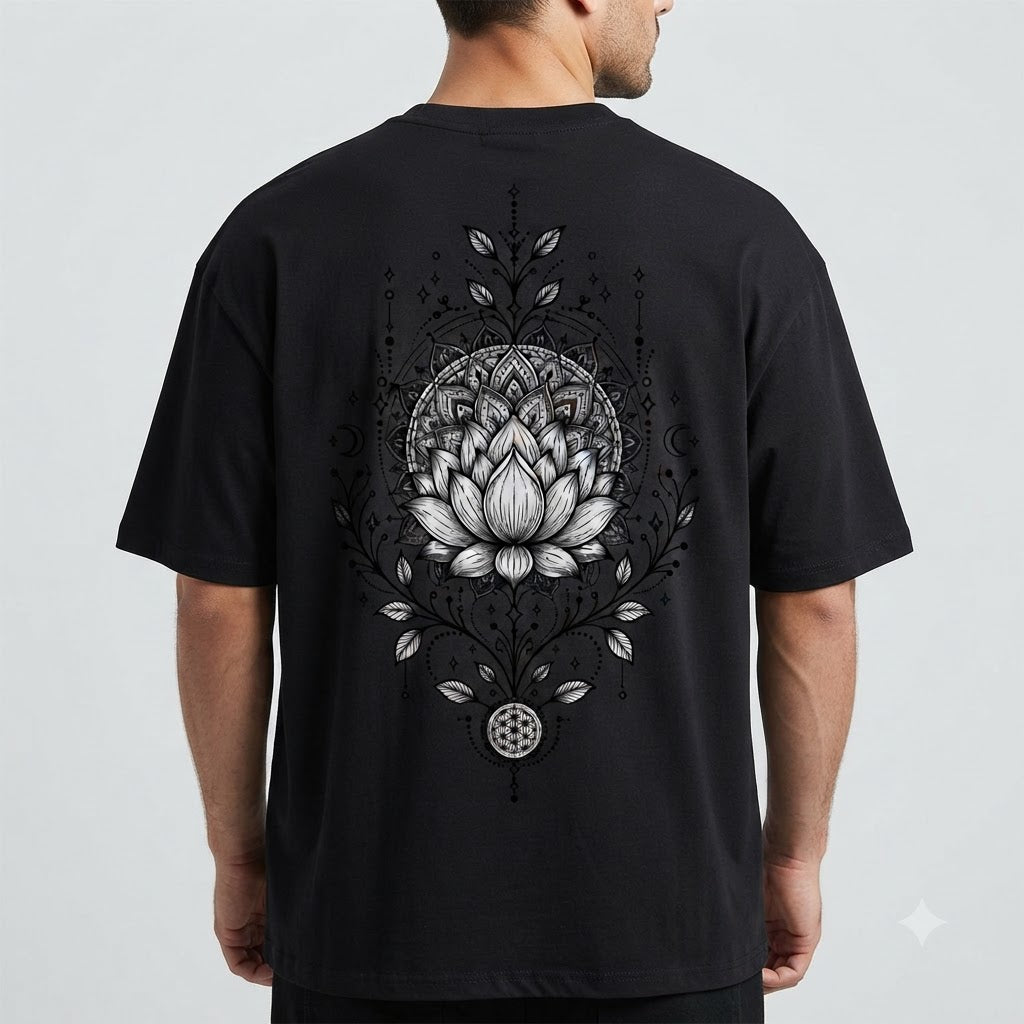 "Lotus Compass" Mindful Oversized Graphic Tee