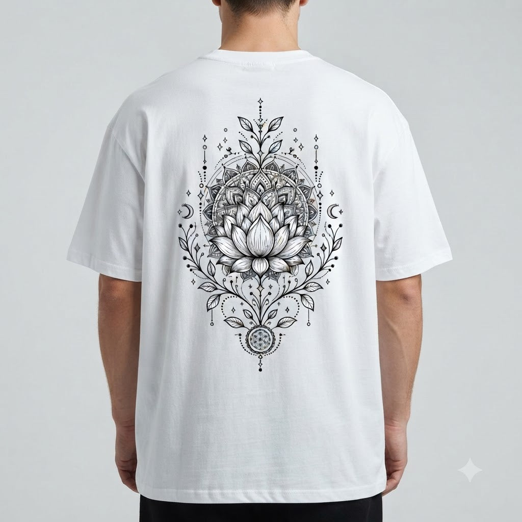 "Lotus Compass" Mindful Oversized Graphic Tee
