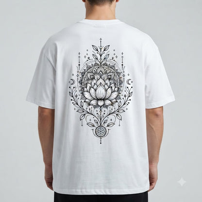 "Lotus Compass" Mindful Oversized Graphic Tee by AuraReiment