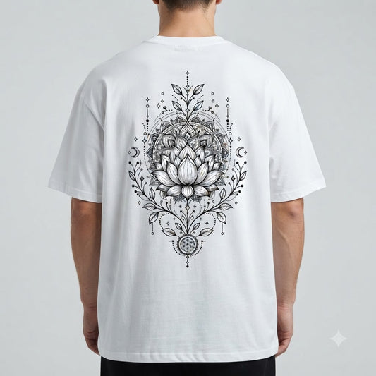 "Lotus Compass" Mindful Oversized Graphic Tee by AuraReiment