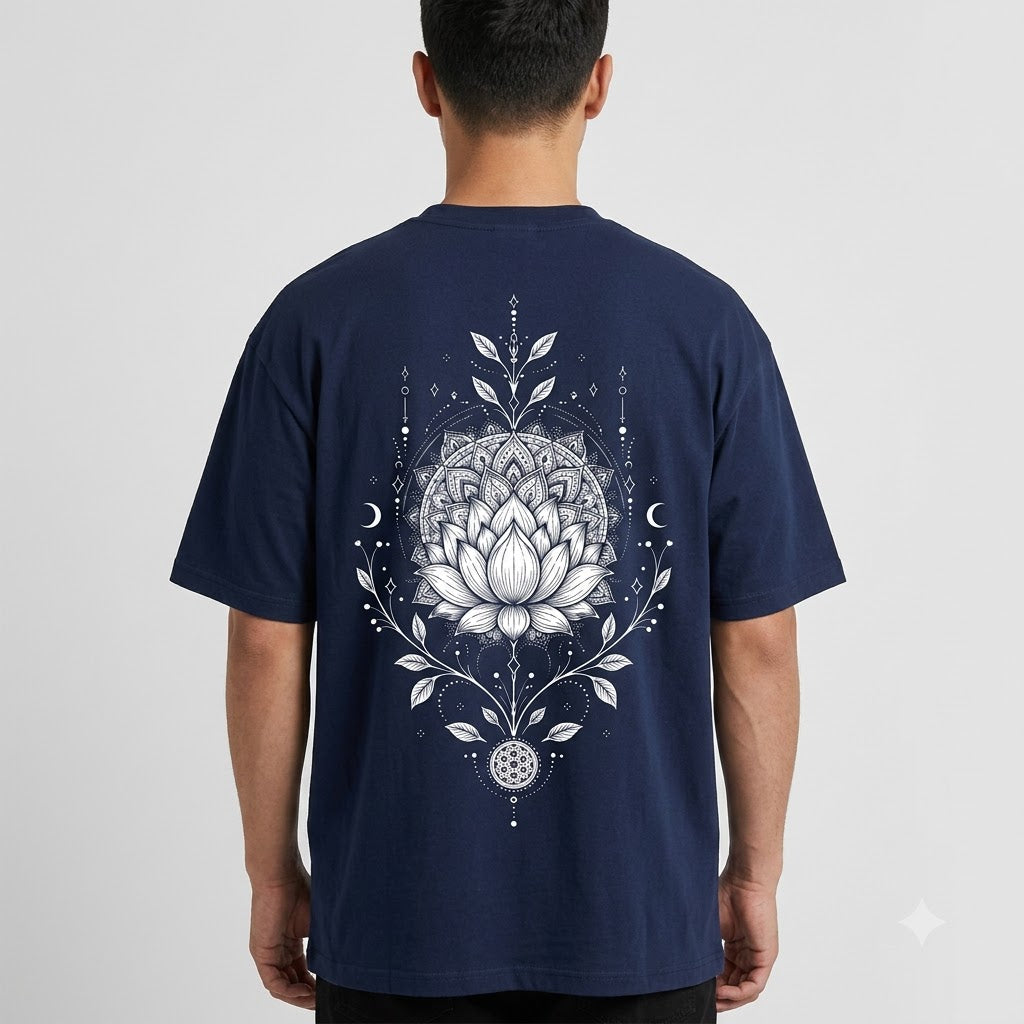 "Lotus Compass" Mindful Oversized Graphic Tee