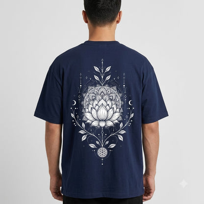 "Lotus Compass" Mindful Oversized Graphic Tee by AuraReiment