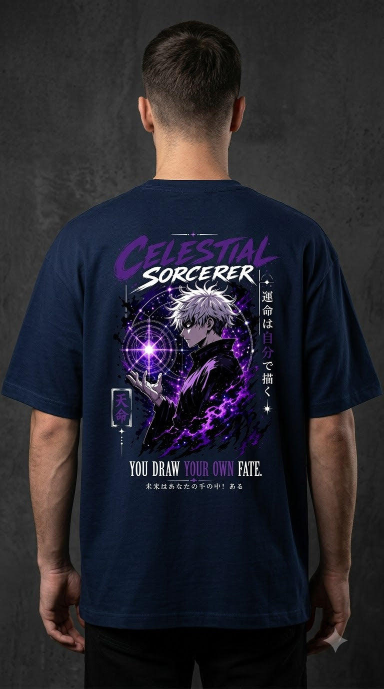 Celestial Anime Graphic Heavyweight Oversized Tee by AuraReiment