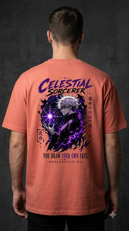 Celestial Anime Graphic Heavyweight Oversized Tee by AuraReiment
