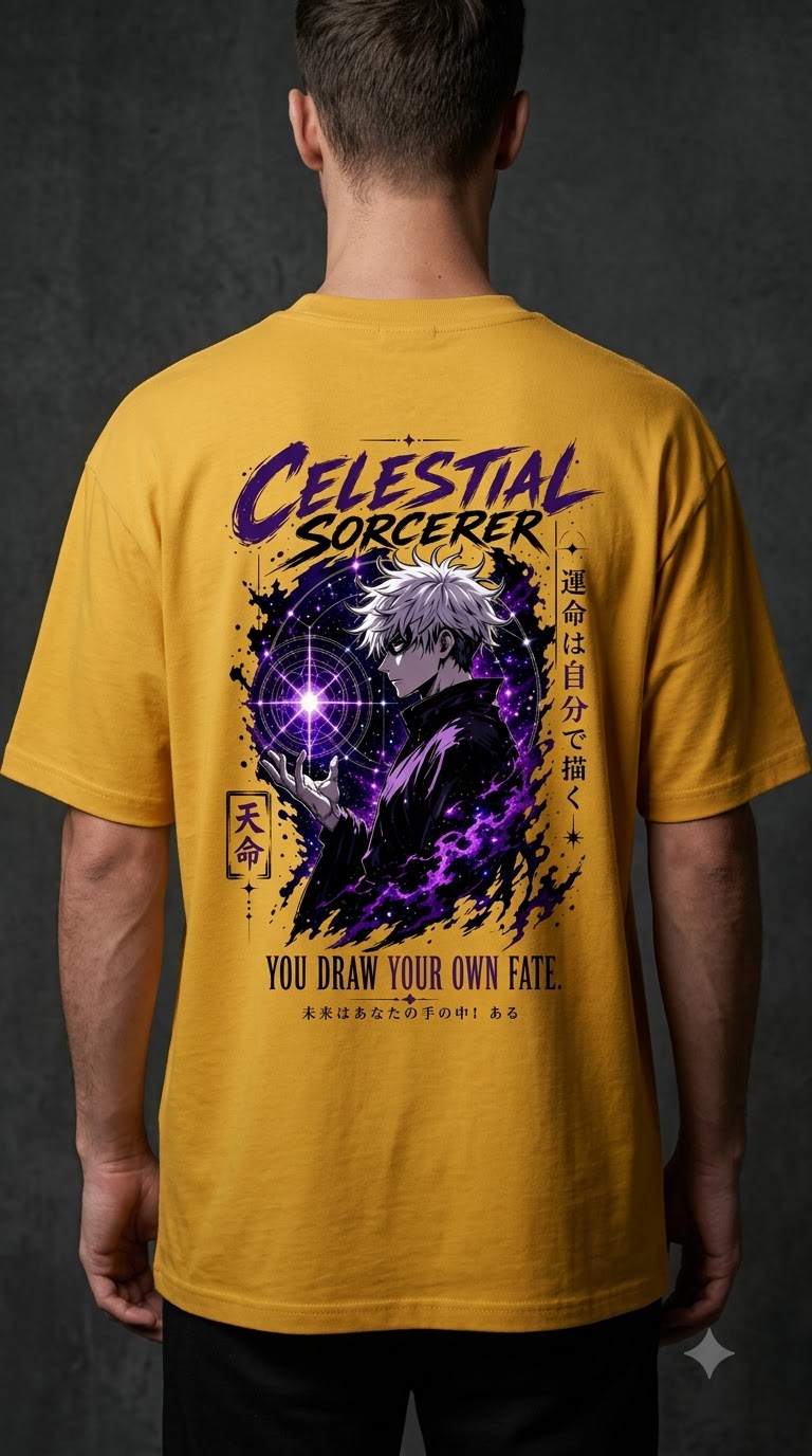 Celestial Anime Graphic Heavyweight Oversized Tee by AuraReiment