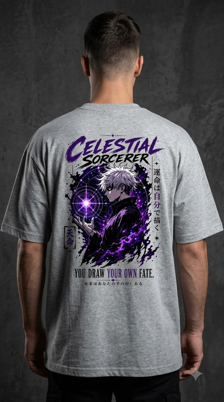 Celestial Anime Graphic Heavyweight Oversized Tee by AuraReiment