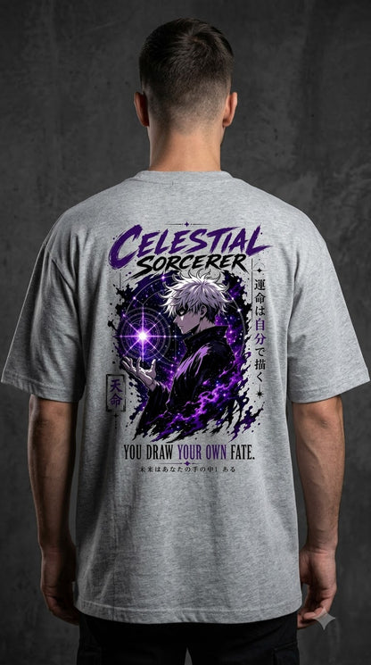 Celestial Anime Graphic Heavyweight Oversized Tee by AuraReiment