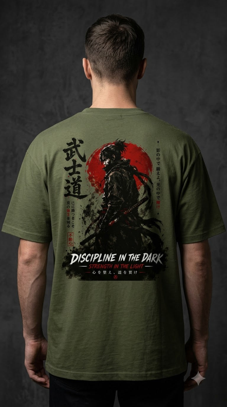 "Discipline in the Dark" Samurai Anime Oversized Tee