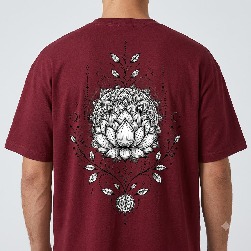 "Lotus Compass" Mindful Oversized Graphic Tee