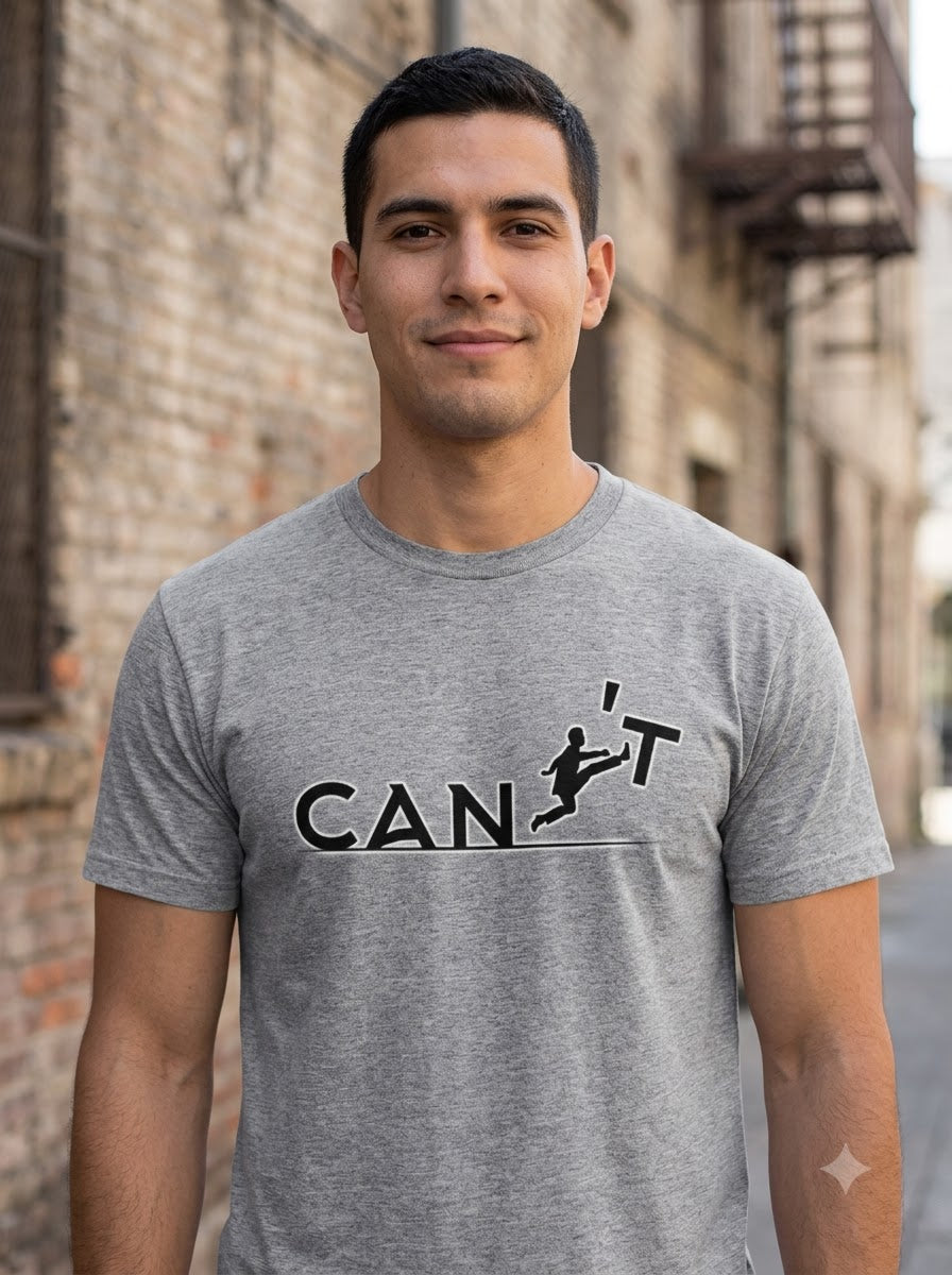 "CAN'T" Inspirational Leap Minimalist Graphic Tee by AuraReiment