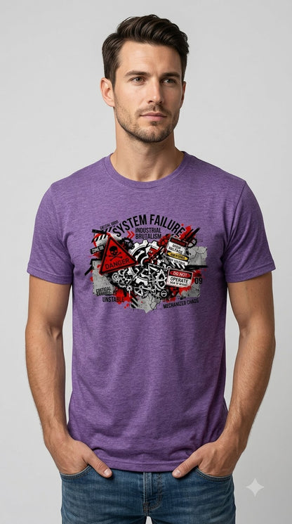 "System Failure" Industrial Chaos Graphic Tee by AuraReiment