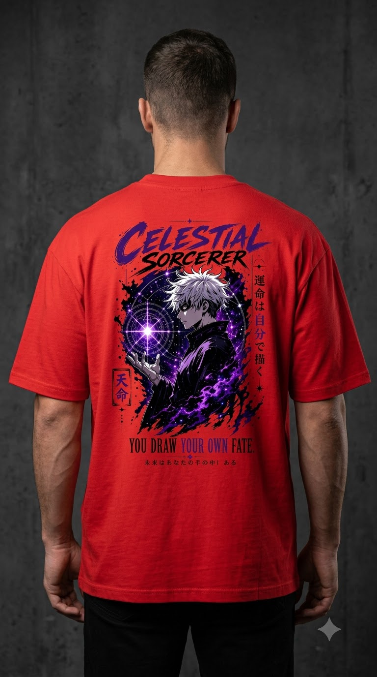 Celestial Anime Graphic Heavyweight Oversized Tee by AuraReiment