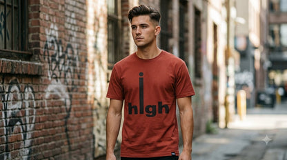 "High" Minimalist Typography Unisex Cotton Tee by AuraReiment