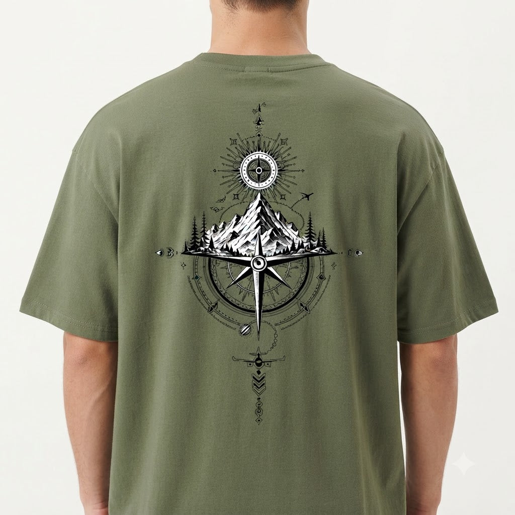 "True North" Explorer Oversized Graphic Tee by AuraReiment