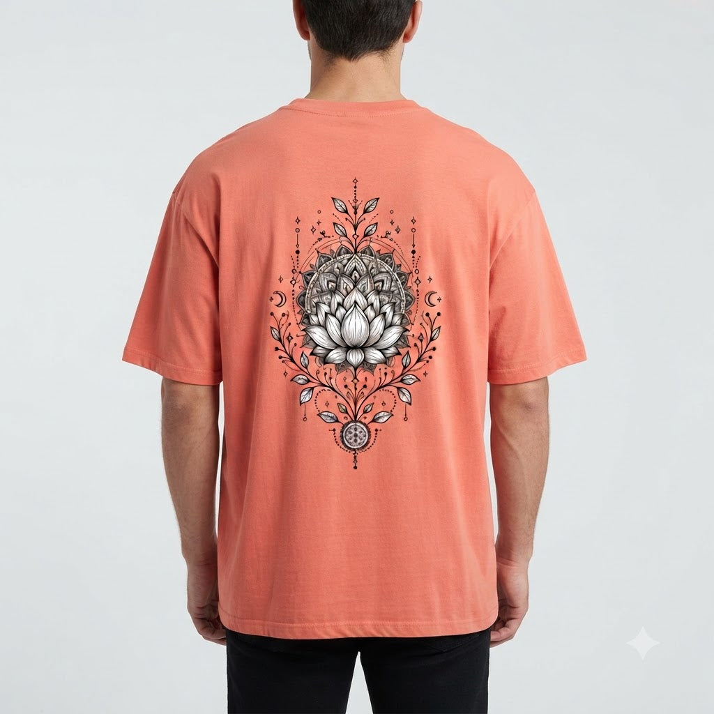 "Lotus Compass" Mindful Oversized Graphic Tee