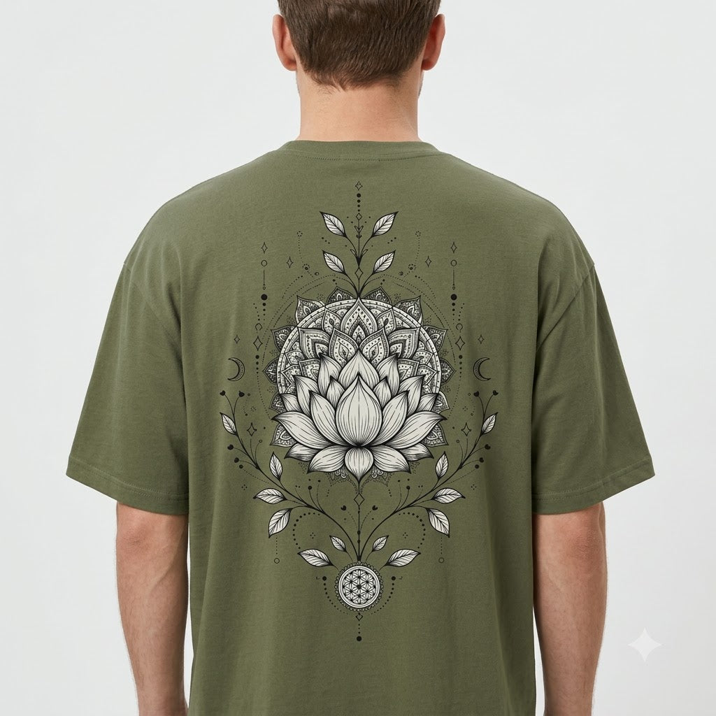 "Lotus Compass" Mindful Oversized Graphic Tee