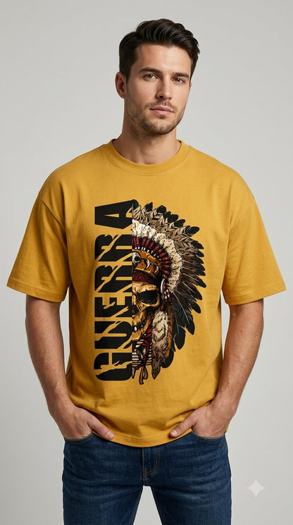 "Guerra" War Chief Skull Oversized Graphic Tee by AuraReiment