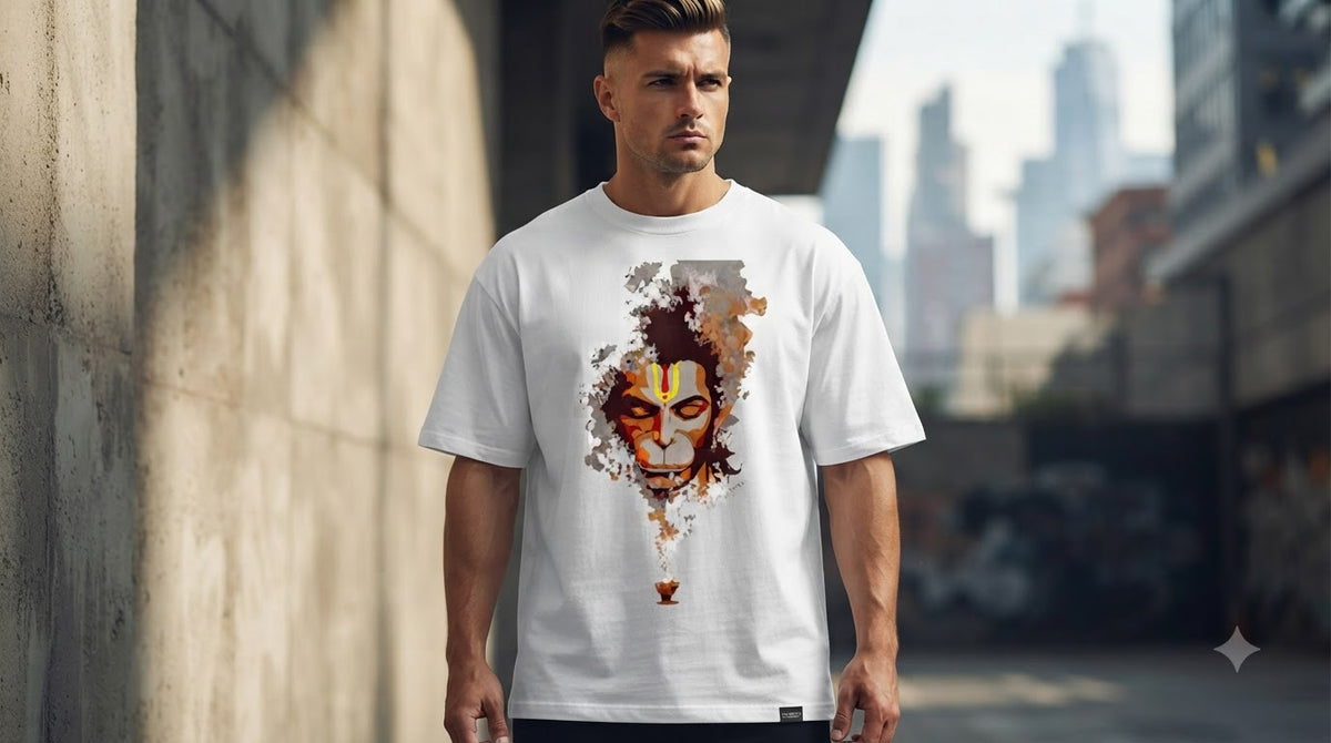 "Bajrangbali" Hanuman Graphic Oversized Tee by AuraReiment