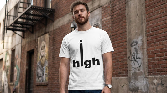 "High" Minimalist Typography Unisex Cotton Tee by AuraReiment