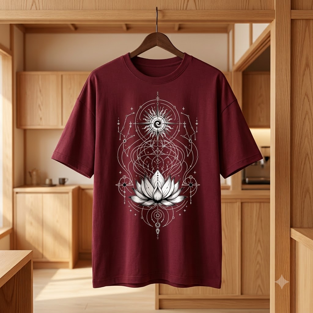 Sacred Geometry Lotus Oversized Heavyweight Tee
