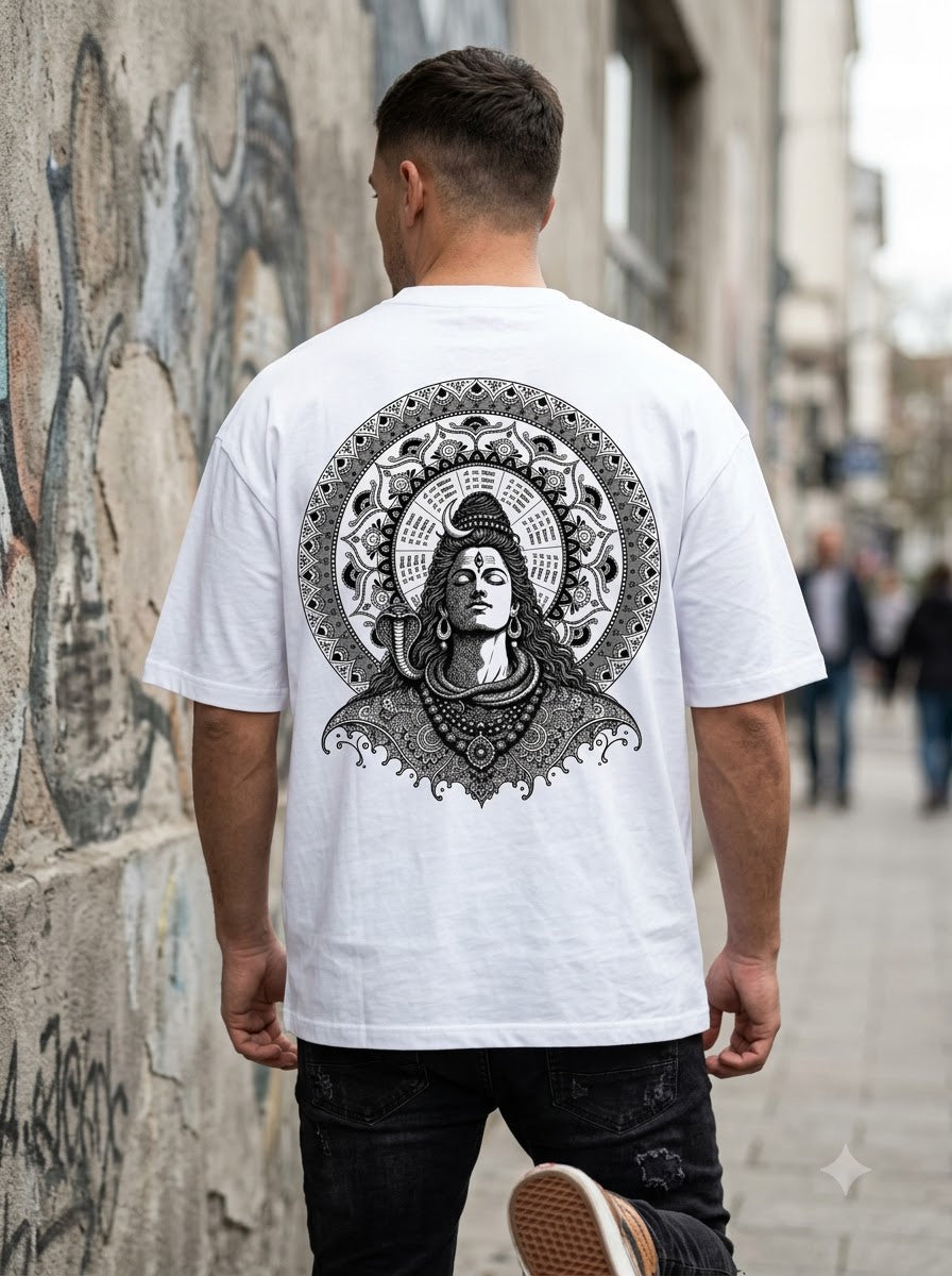 "Cosmic Balance" Shiv Graphic Oversized Tee by AuraReiment