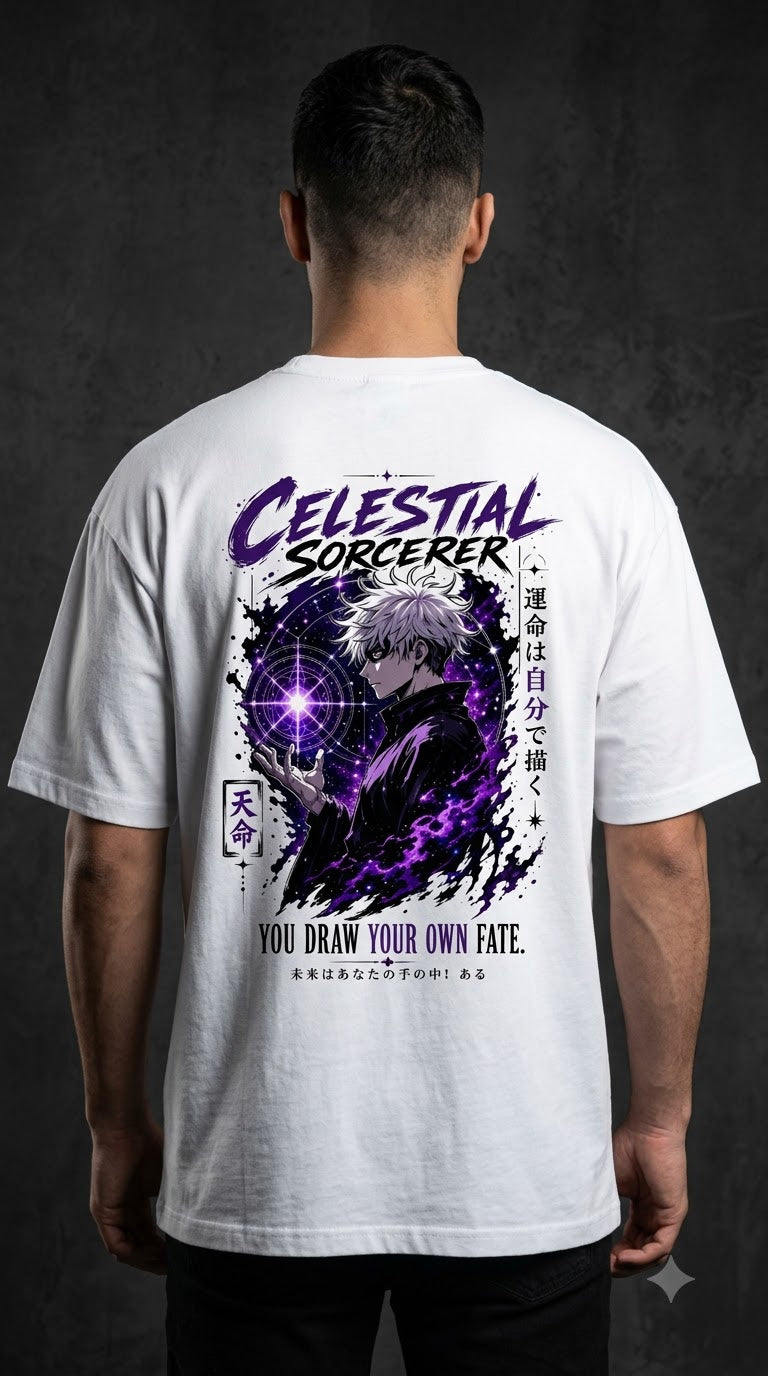 Celestial Anime Graphic Heavyweight Oversized Tee by AuraReiment