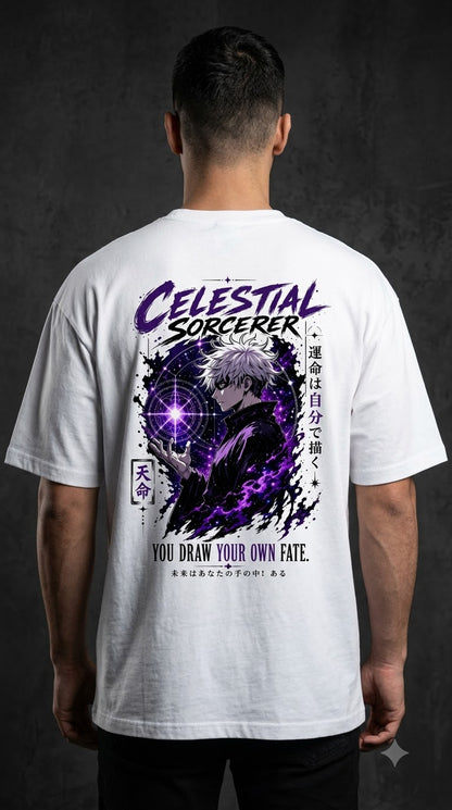 Celestial Anime Graphic Heavyweight Oversized Tee by AuraReiment