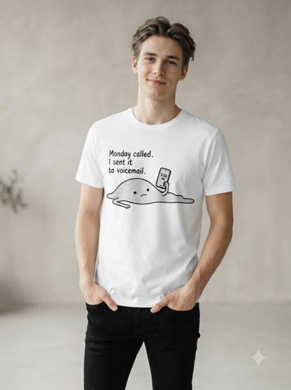 "Monday Called, Sent to Voicemail" Basic Graphic Tee by AuraReiment