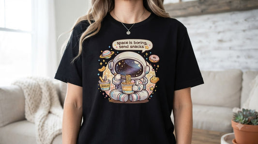 Space is Boring Send Snacks Graphic Women's Tee by AuraReiment