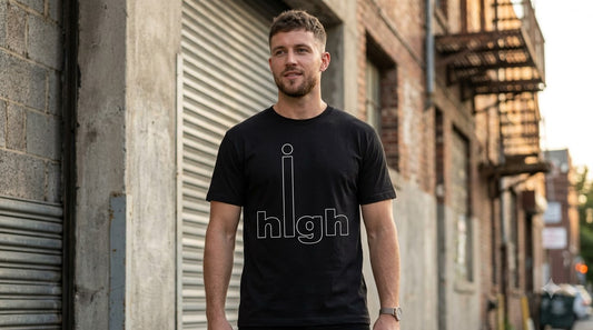 "High" Minimalist Typography Unisex Cotton Tee by AuraReiment