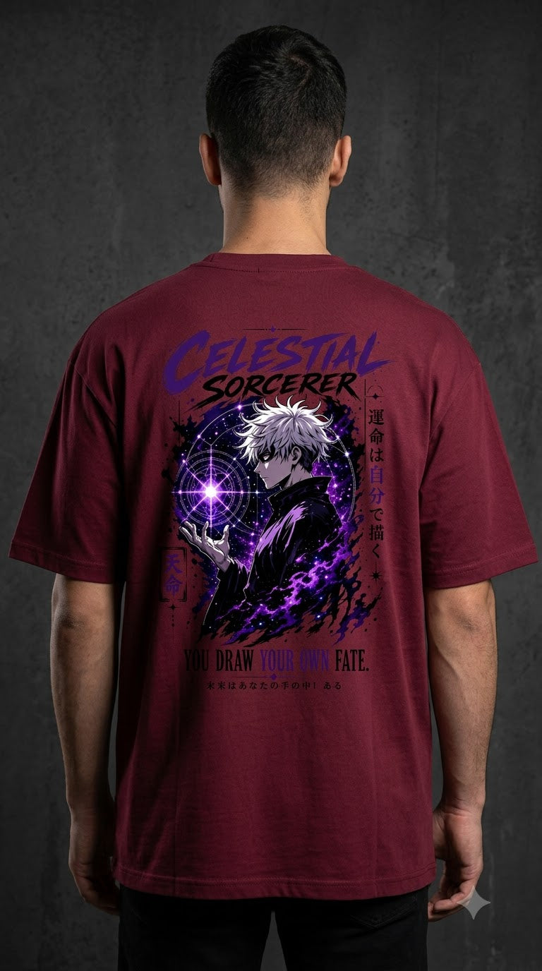 Celestial Anime Graphic Heavyweight Oversized Tee by AuraReiment