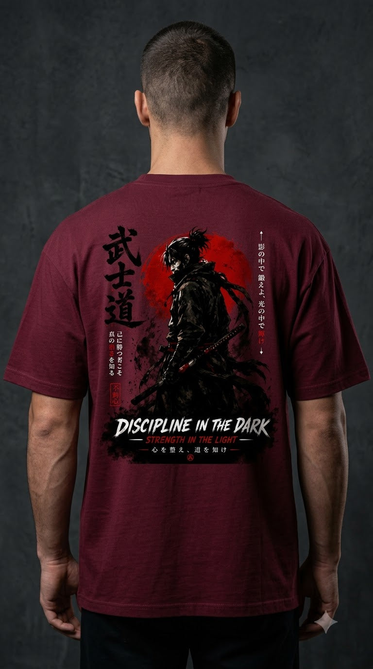 "Discipline in the Dark" Samurai Anime Oversized Tee