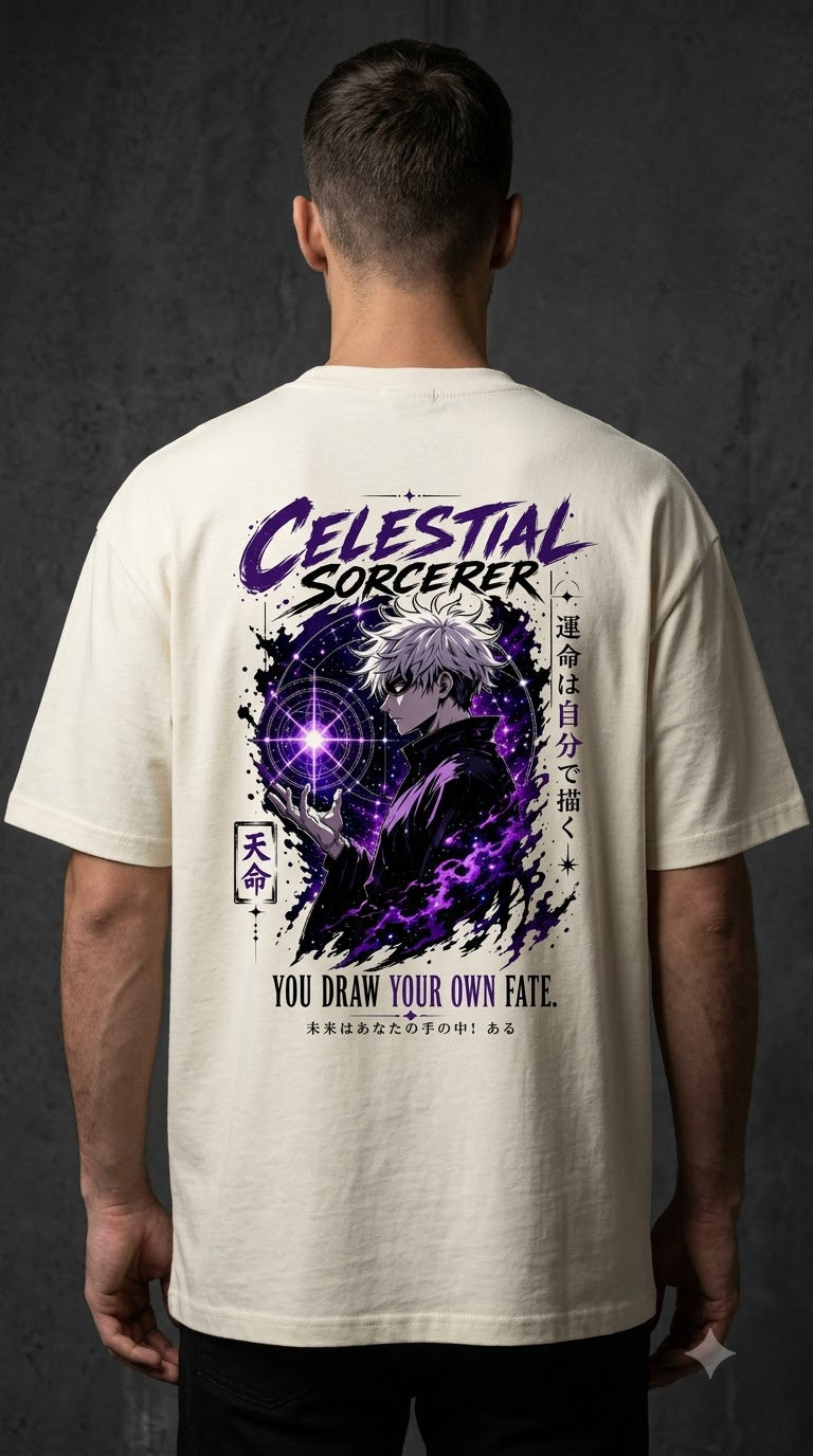 Celestial Anime Graphic Heavyweight Oversized Tee by AuraReiment