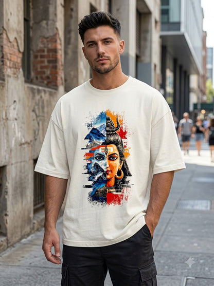 "Cosmic Balance" Shiva Graphic Oversized Tee by AuraReiment