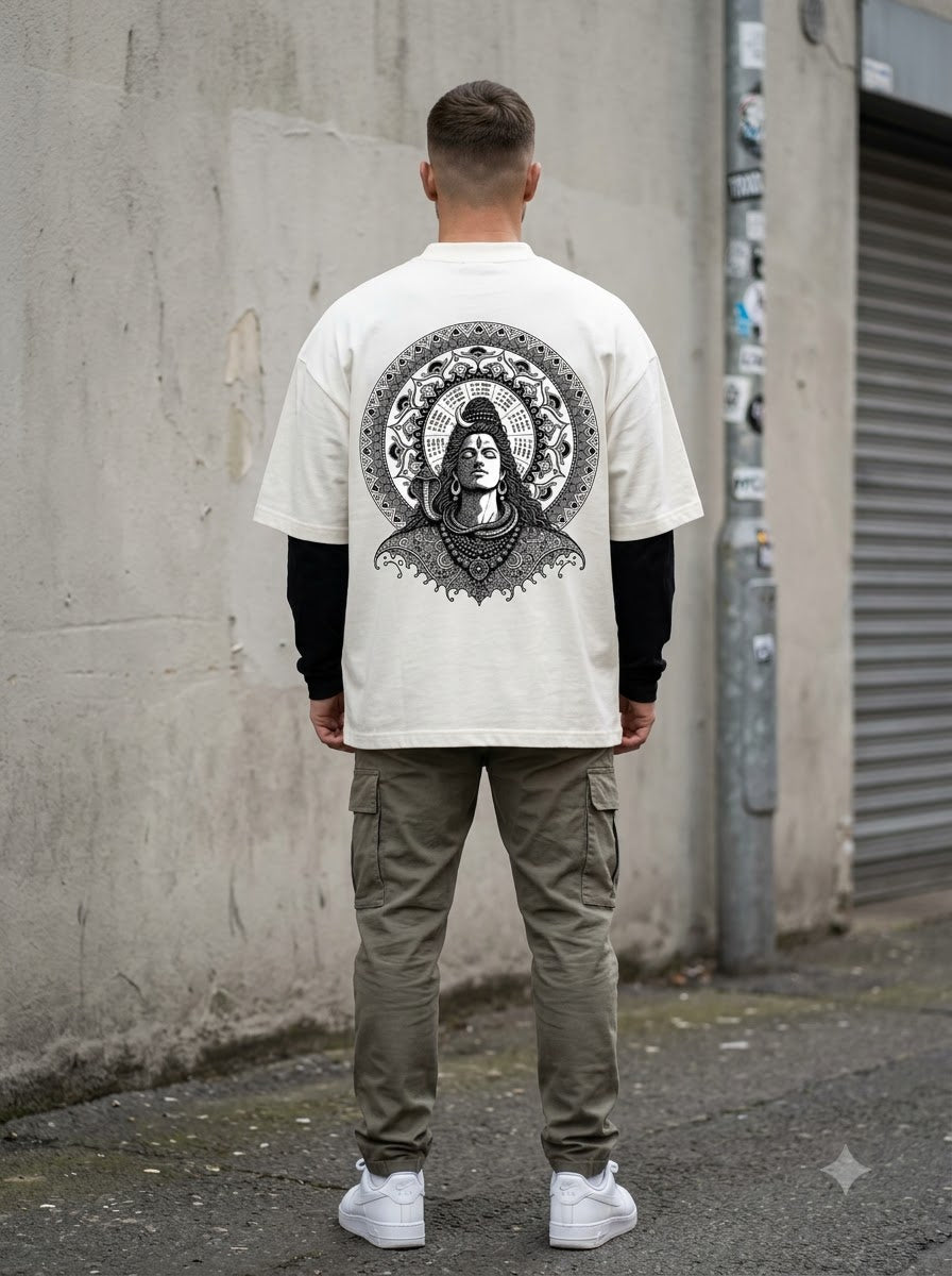 "Cosmic Balance" Shiv Graphic Oversized Tee by AuraReiment