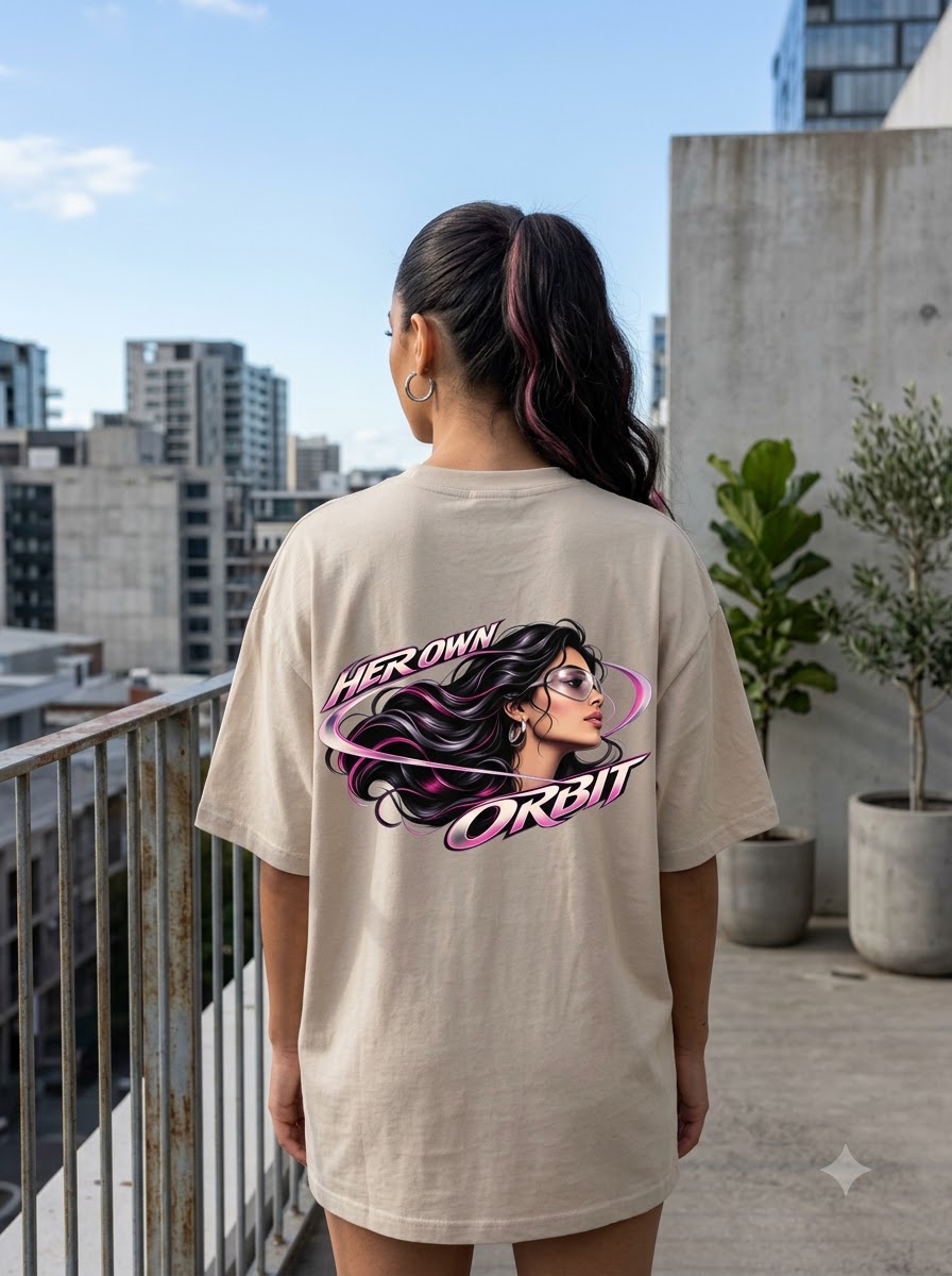 "Her Own Orbit" Oversized Graphic T-Shirt