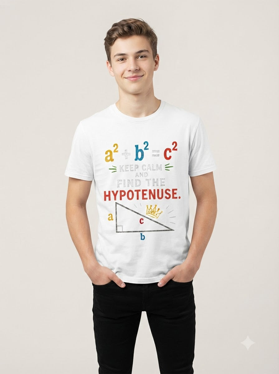 "Find the Hypotenuse" Math Graphic Classic Crew Tee by AuraReiment
