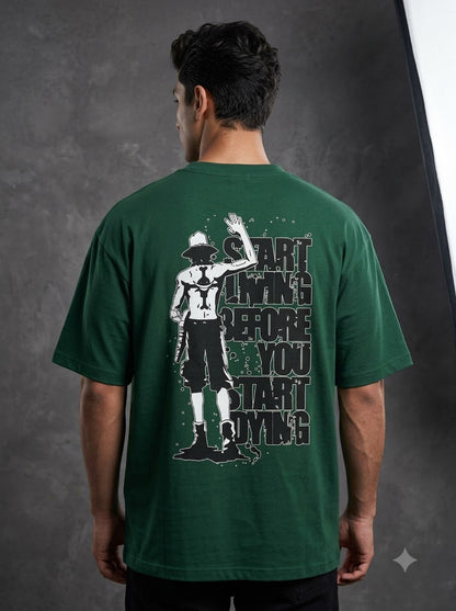 "Start Living" Anime Graphic Heavyweight Tee by AuraReiment