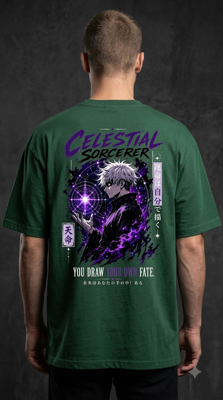 Celestial Anime Graphic Heavyweight Oversized Tee by AuraReiment