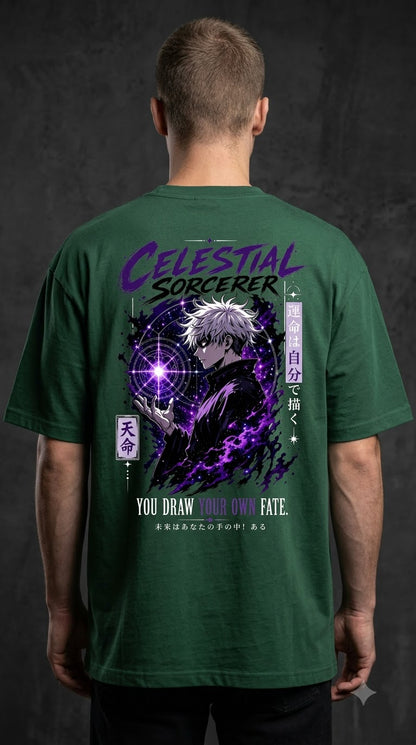 Celestial Anime Graphic Heavyweight Oversized Tee by AuraReiment