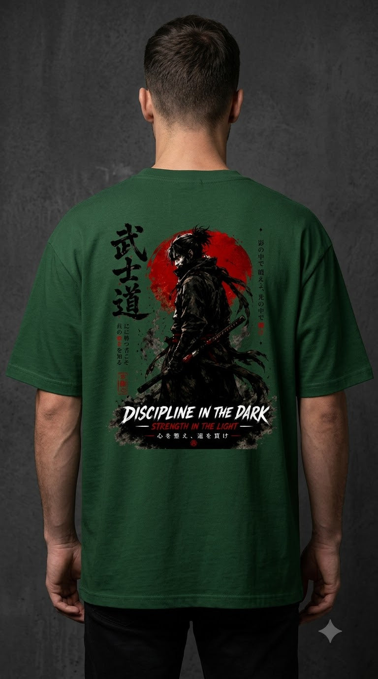"Discipline in the Dark" Samurai Anime Oversized Tee