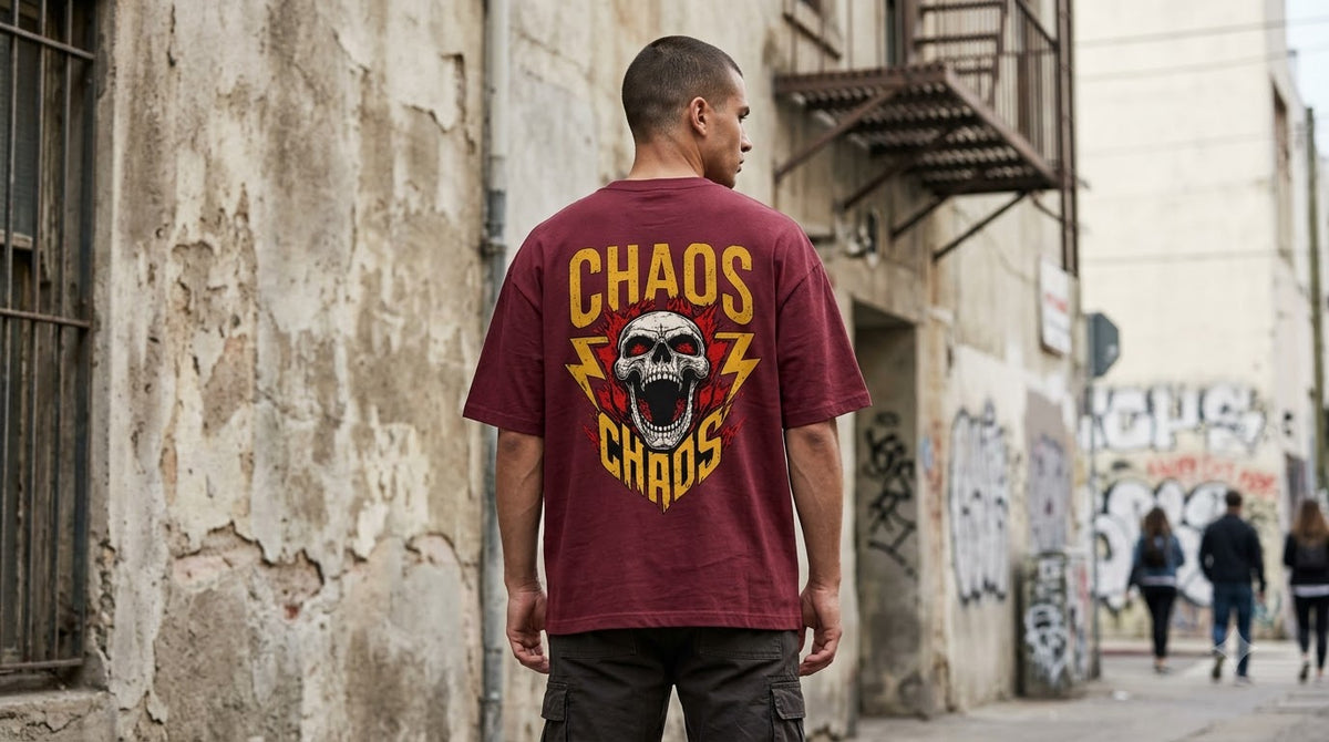 Chaos Graphic Heavyweight Unisex Oversized Tee by AuraReiment